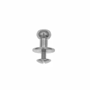 12mm, Nickel, Flat Top Collar Button Stud with Screw, Solid Brass, #P-2391-SBN