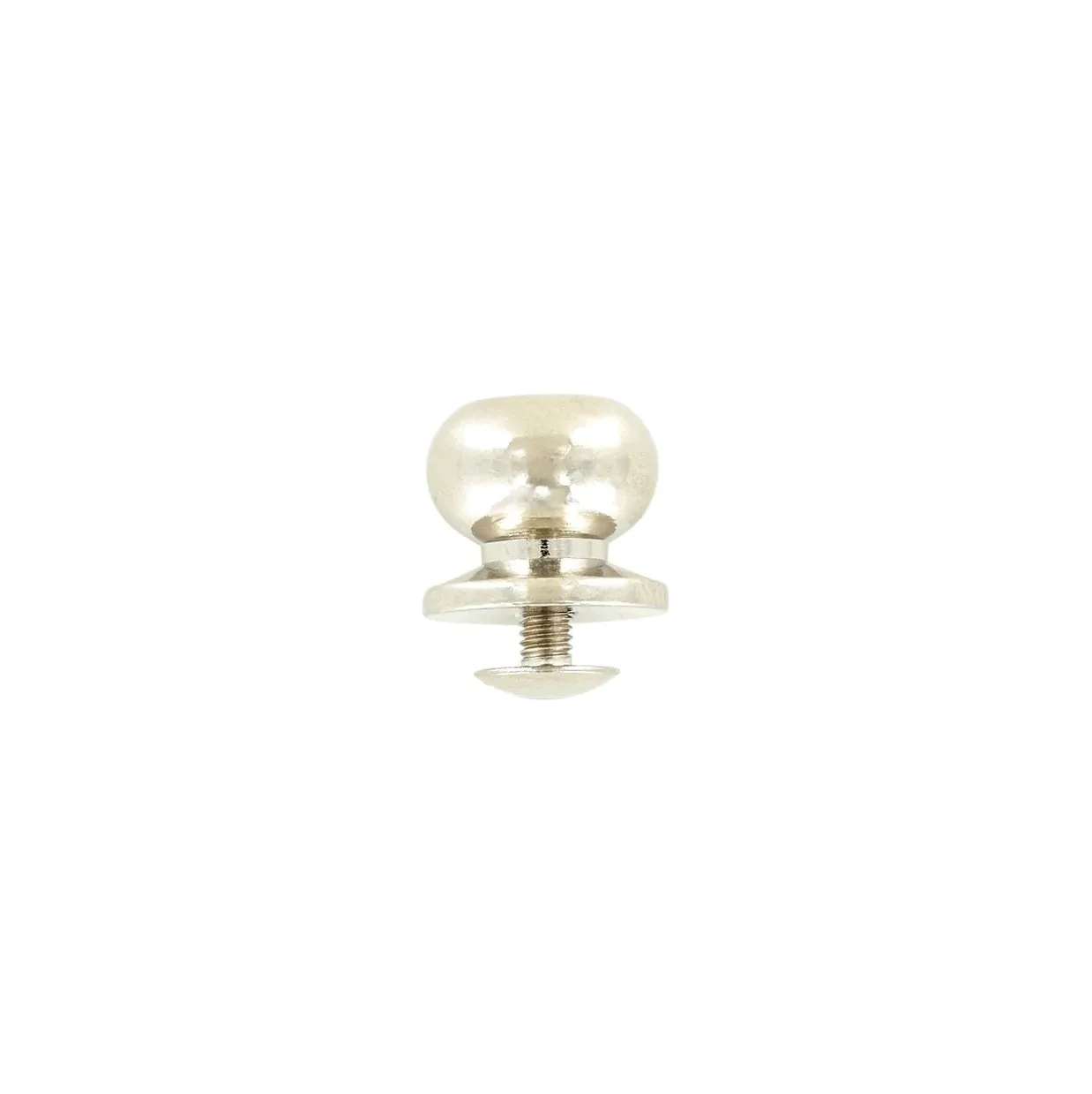 13mm, Nickel, Tapered Collar Button Stud with Screw, Solid Brass, #P-2392-SBN