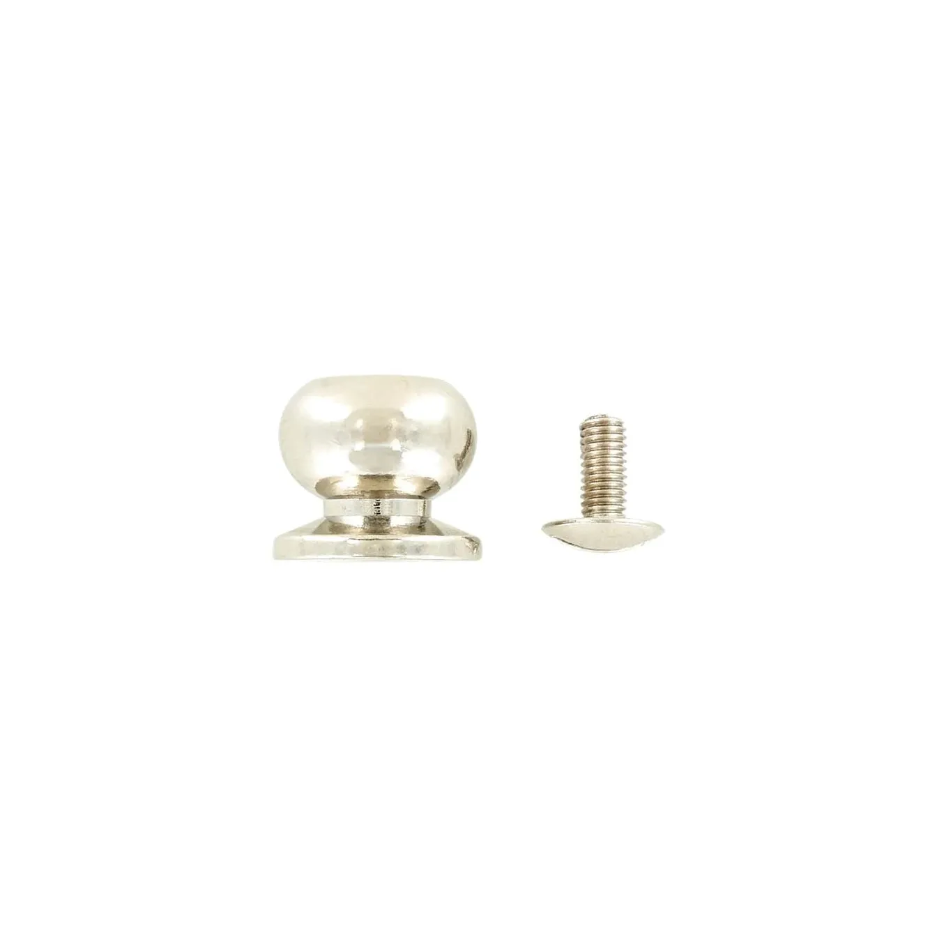 13mm, Nickel, Tapered Collar Button Stud with Screw, Solid Brass, #P-2392-SBN