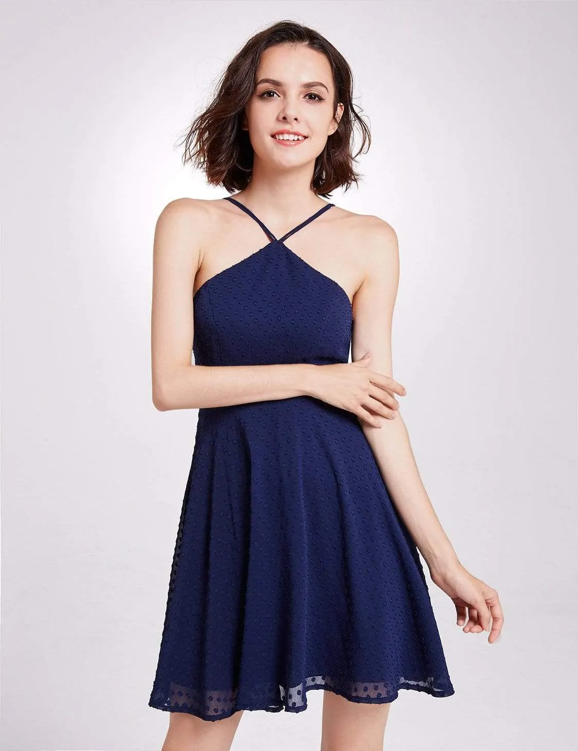 Alisa Pan Short Sleeveless Halter Dress