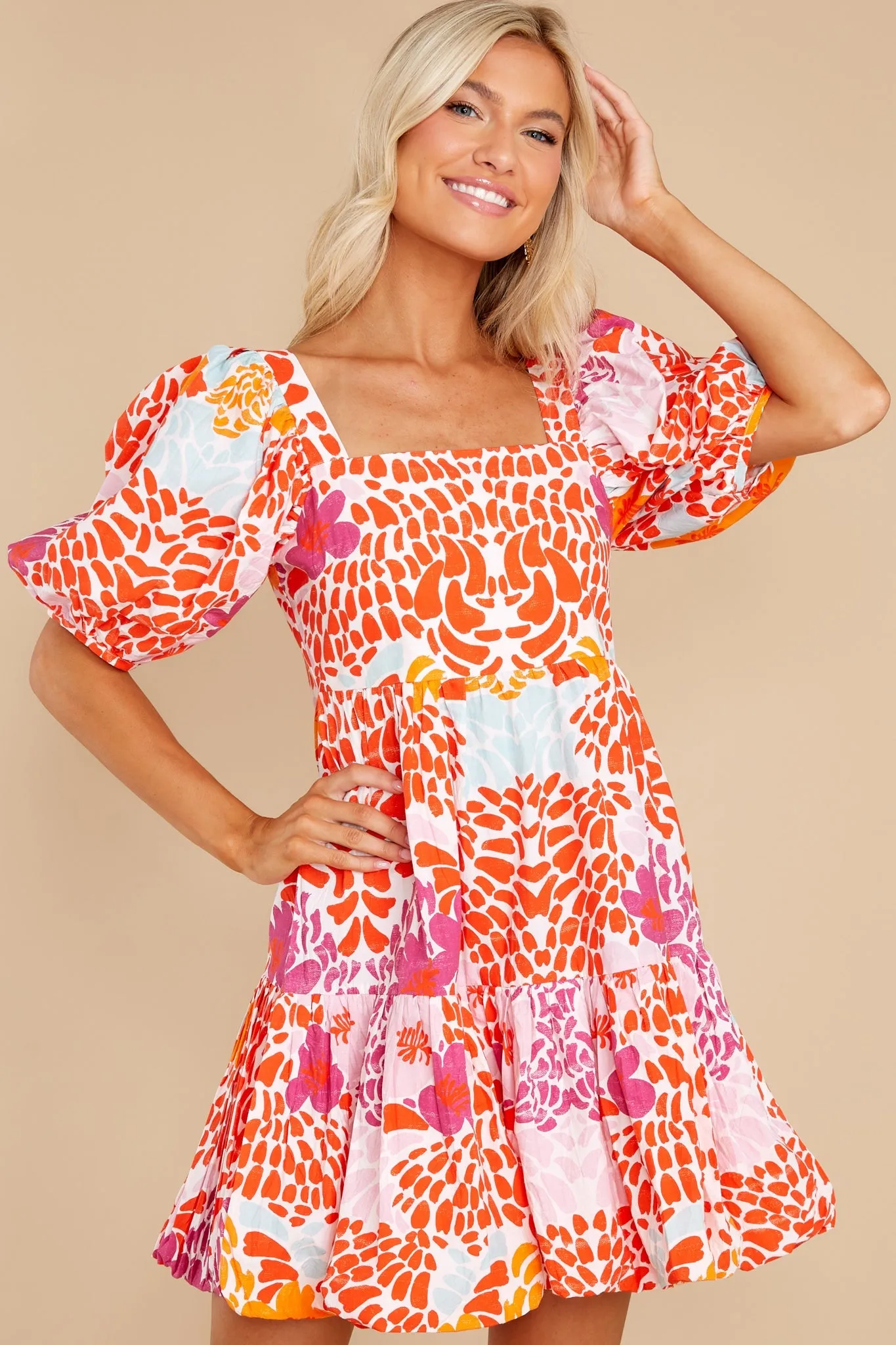 Antigua Orange Bubble Skirt Mini Dress