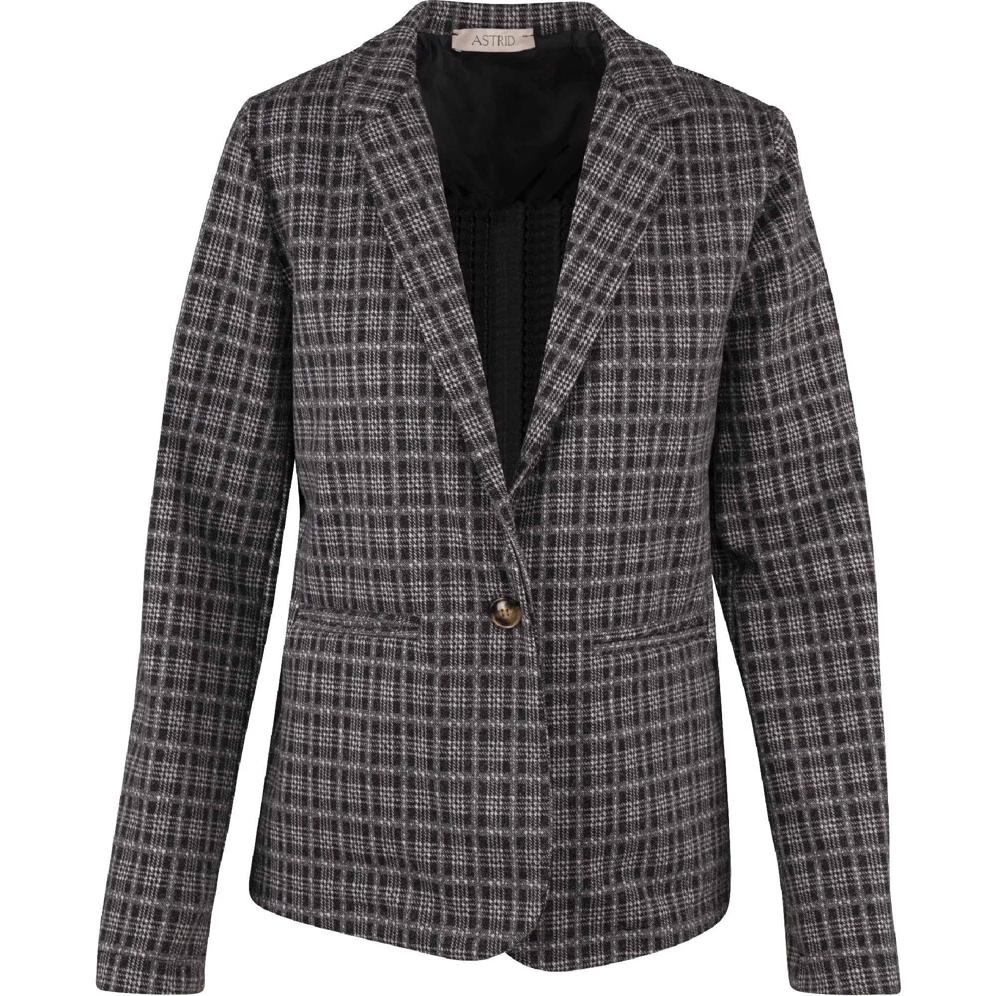 Astrid – Women's Woven Jacket – Black Plaid