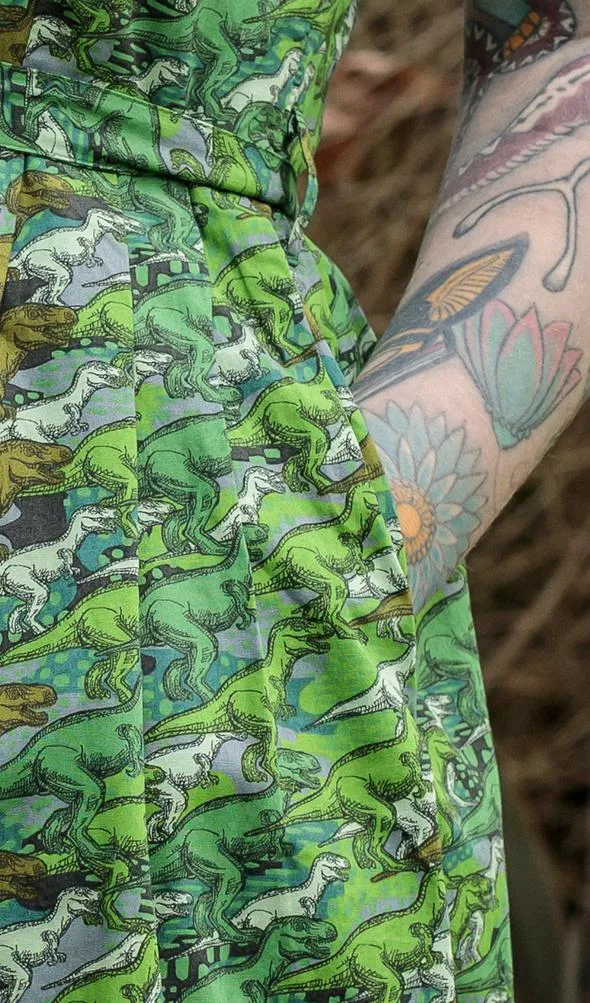 Camouflage Dinosaur Belted Tea Dress