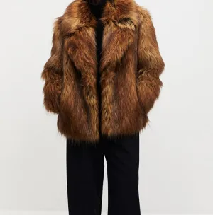 City street Faux fur elegant coat