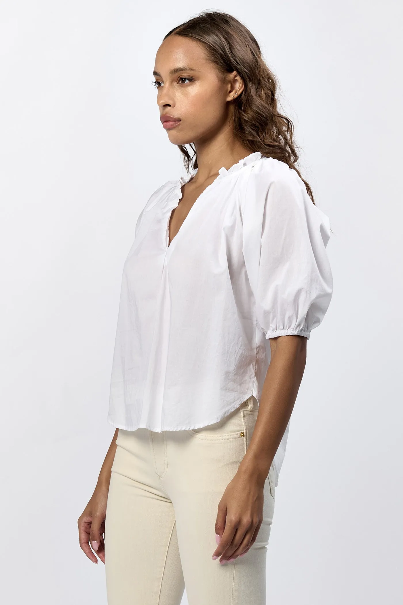 COSTA BUTTON UP LONG SLEEVE RELAXED FIT BLOUSE WHITE