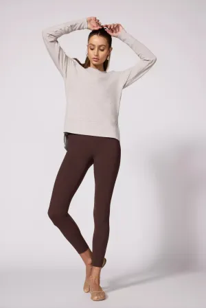 Cozy Fleece Side Slit Pullover - Htr Oatmeal