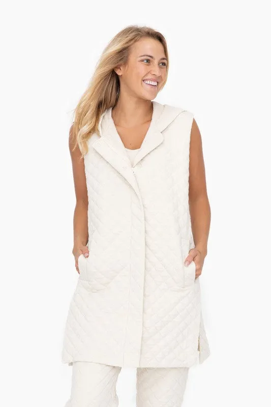 Cream Longline Quilted Vest