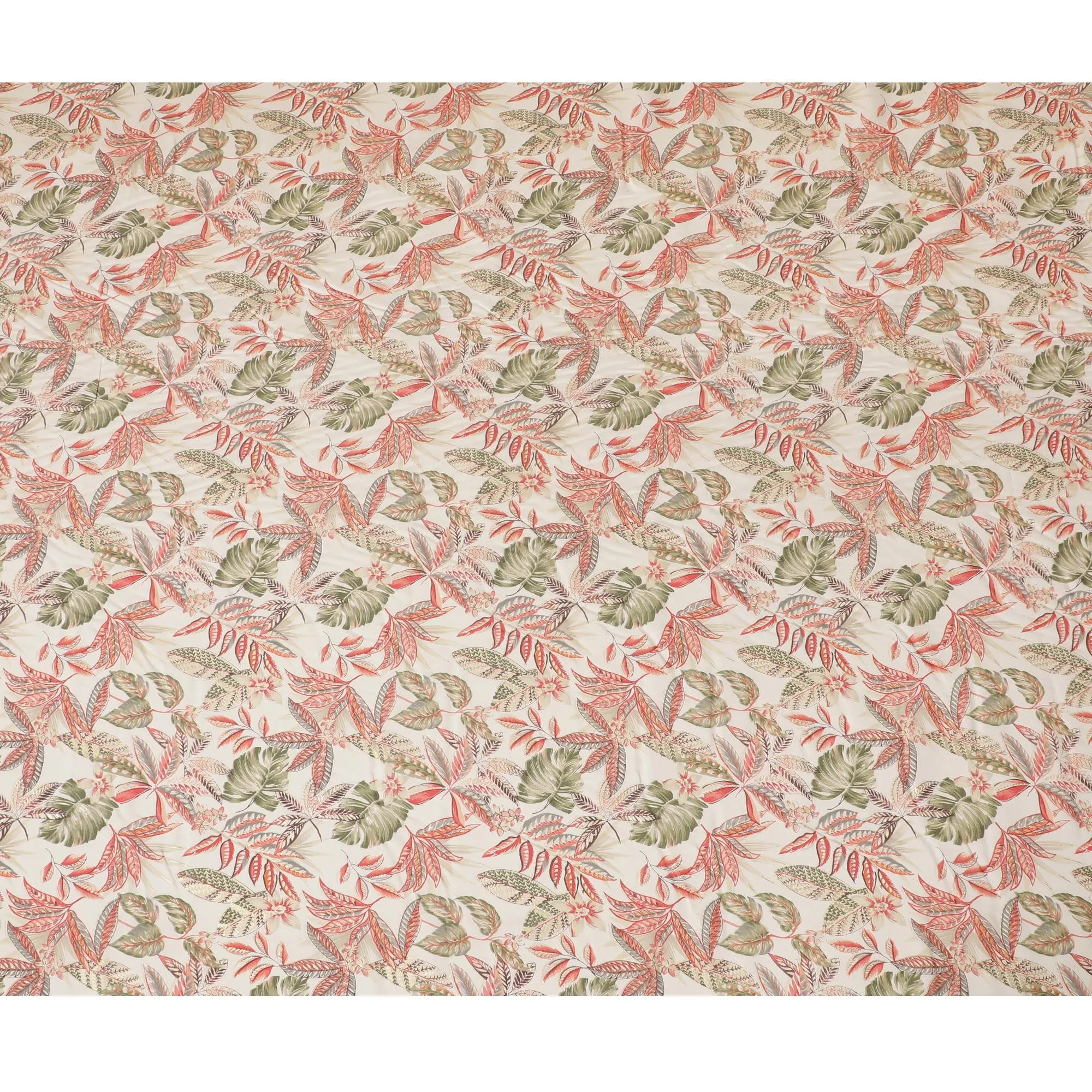 Cream Synthetic blended  cotton fabric with multicolor print having gold foil in floral design-D16730