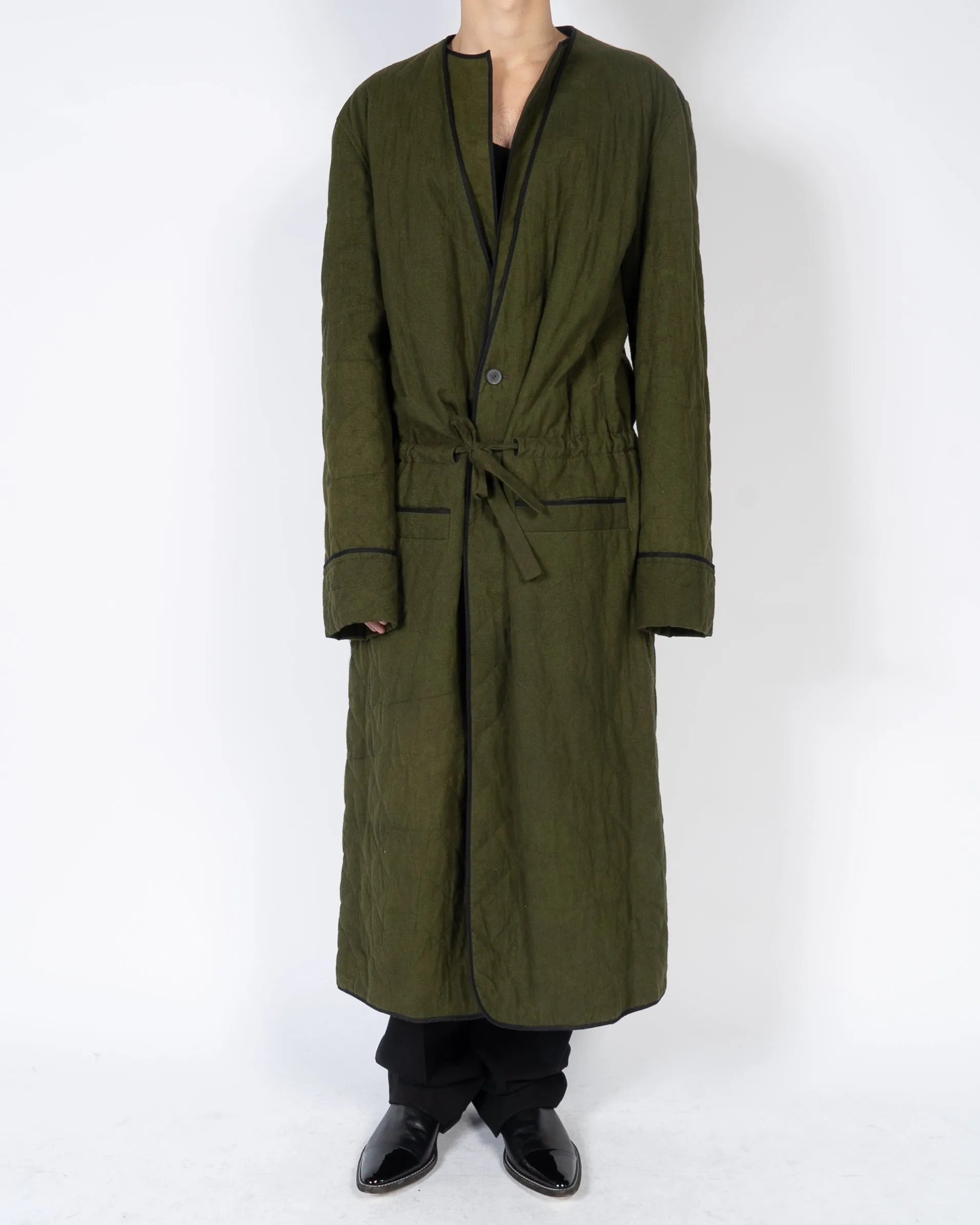 FW16 Khaki Gardone Quilted Long Coat