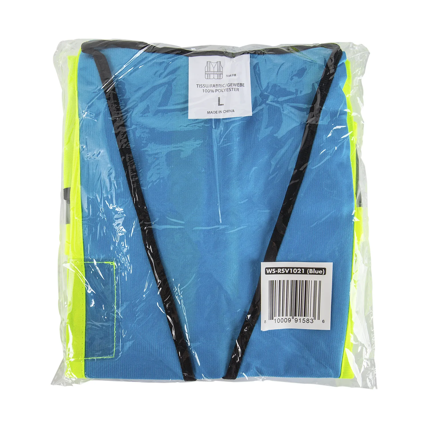 High Visibility Reflective Safety Vest with Zipper Fastening (Blue), Large - 1 pc