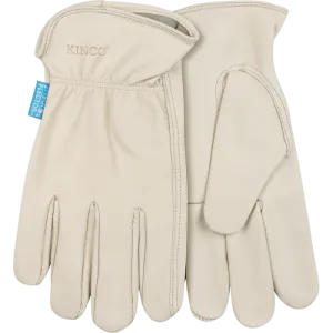 Kinco 392P HydroFlector Cream aquaHIDE Water-Resistant Premium Full Grain Goatskin, Easy-On Keystone Thumb Glove (One Dozen) Cuff