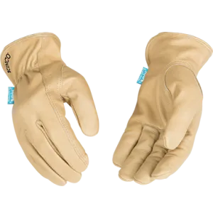 Kinco 398P HydroFlector Tan Premium aquaHIDE Water-Resistant Full Grain Cowhide Leather Hem Keystone Thumb Glove (One Dozen)