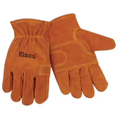 Kinco 97 Golden Full Suede Cowhide Ergonomic Keystone Thumb Gloves (One Dozen)