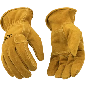 Kinco 97 Golden Full Suede Cowhide Ergonomic Keystone Thumb Gloves (One Dozen)