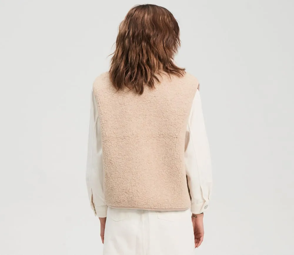 LAST ONE in M - Pos Light Wool Bodywarmer - Beige