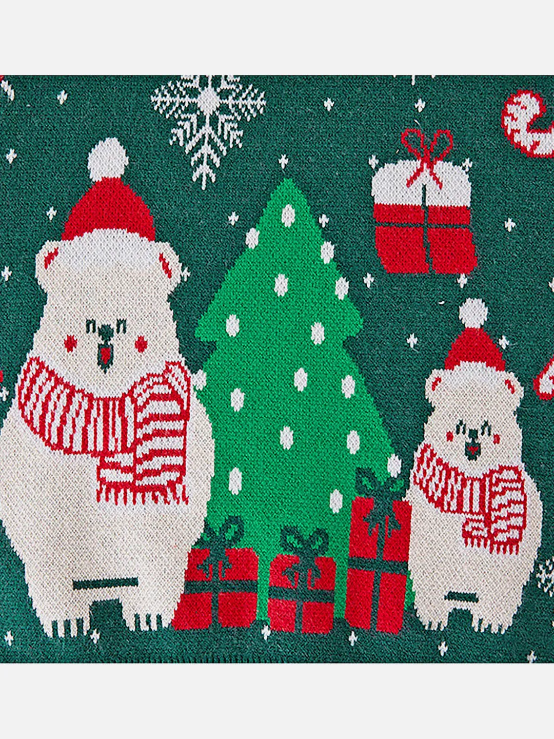 Little Surprise Box Green 2 Christmas Bears Knitted Christmas cardigan Sweater for Kids