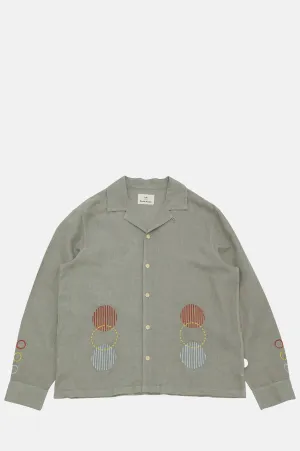 LS Soft Collar Shirt Olive Sun Embroidery