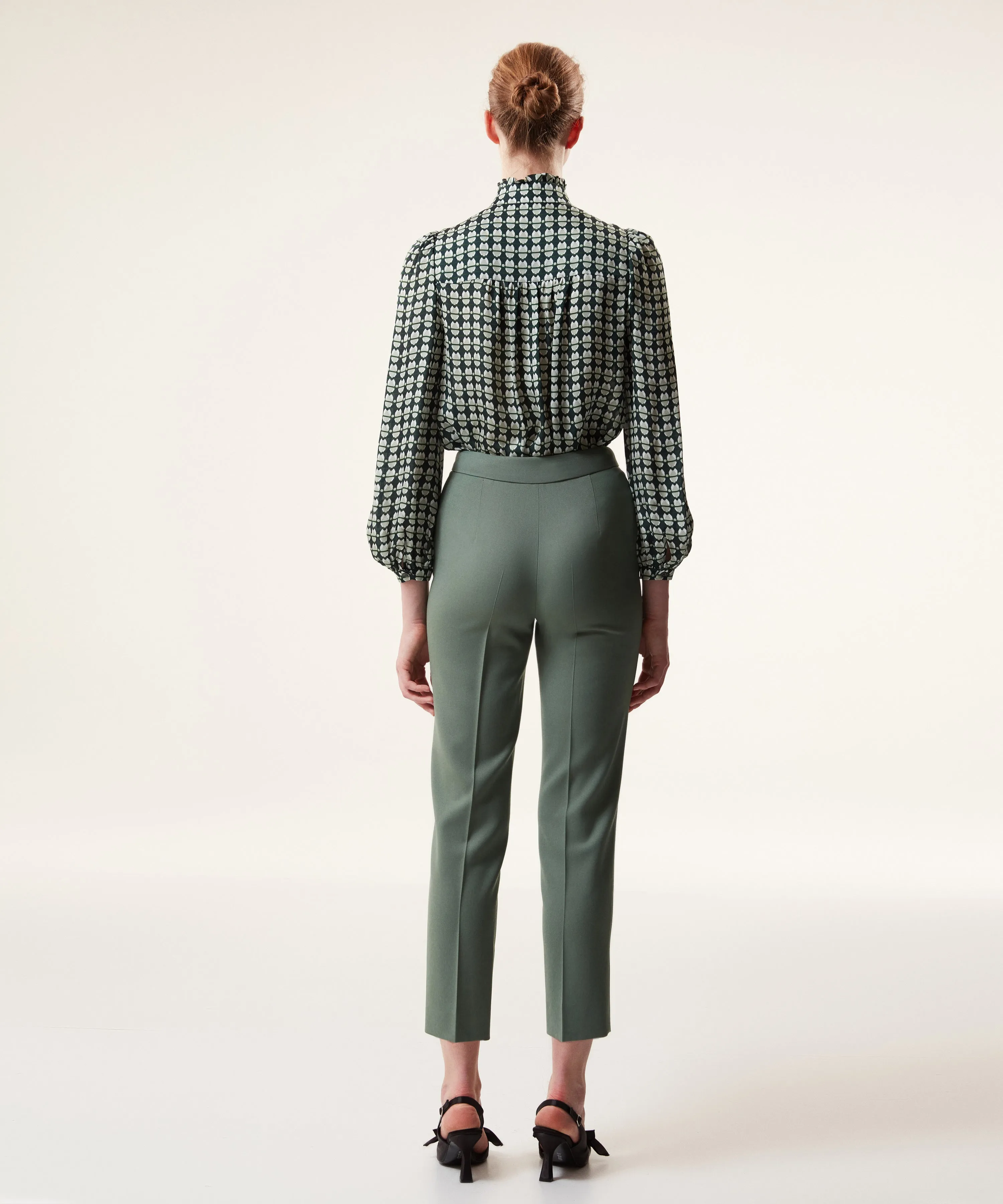 Machka Solid Relaxed Fit Trousers Light Green