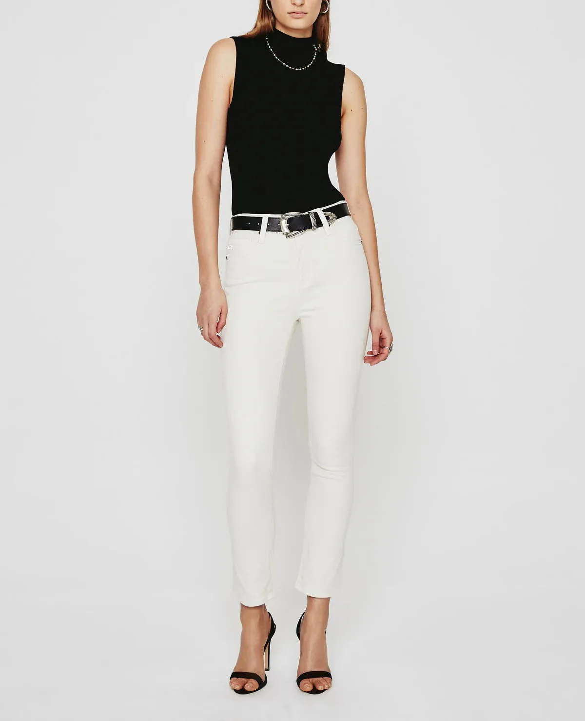 Mari Crop High-Rise Slim Straight Jean - White Cream