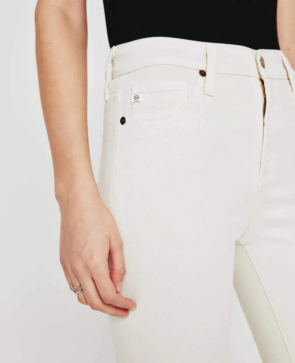 Mari Crop High-Rise Slim Straight Jean - White Cream