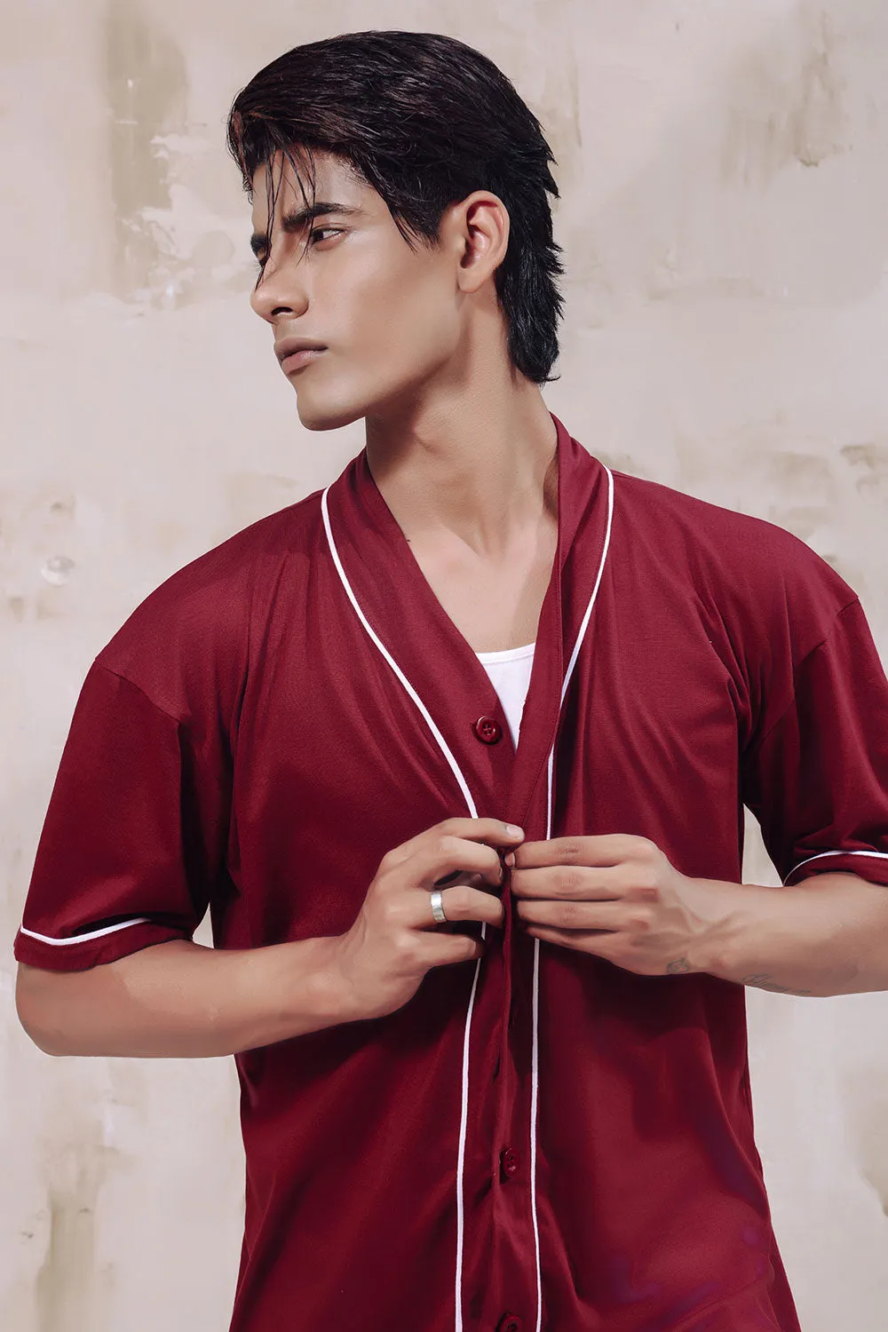 Maroon Base Ball Jersey Shirt