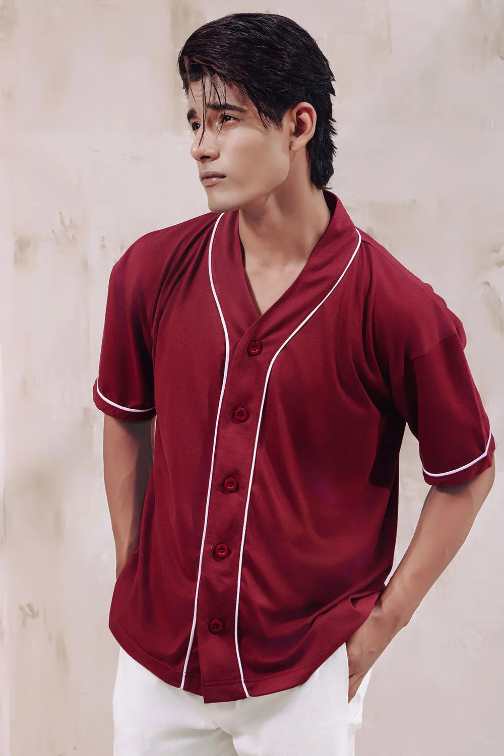 Maroon Base Ball Jersey Shirt