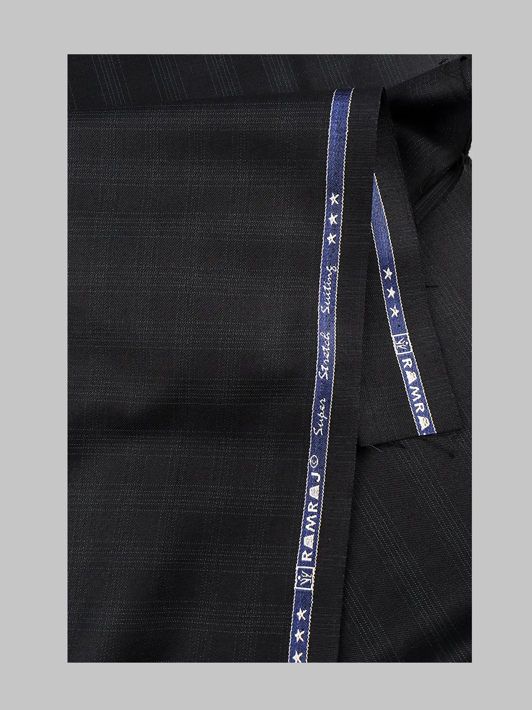 Men Poly Viscose Blend Checks Suiting Fabric Navy Enable Stretch