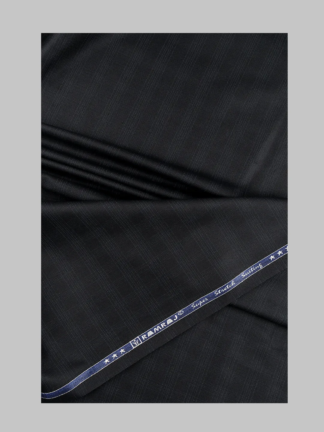 Men Poly Viscose Blend Checks Suiting Fabric Navy Enable Stretch