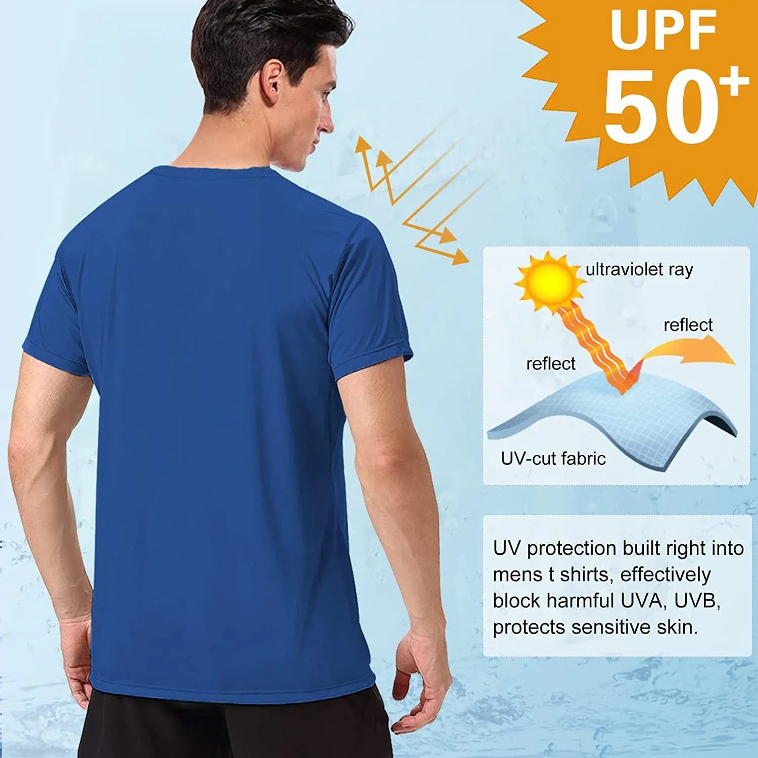 Men's Swim Shirts Rash Guard UPF 50  Sun Protection Shirt Quick Dry SPF Short Sleeve Workout Fishing Running T Shirts