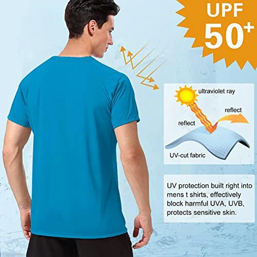 Men's Swim Shirts Rash Guard UPF 50  Sun Protection Shirt Quick Dry SPF Short Sleeve Workout Fishing Running T Shirts