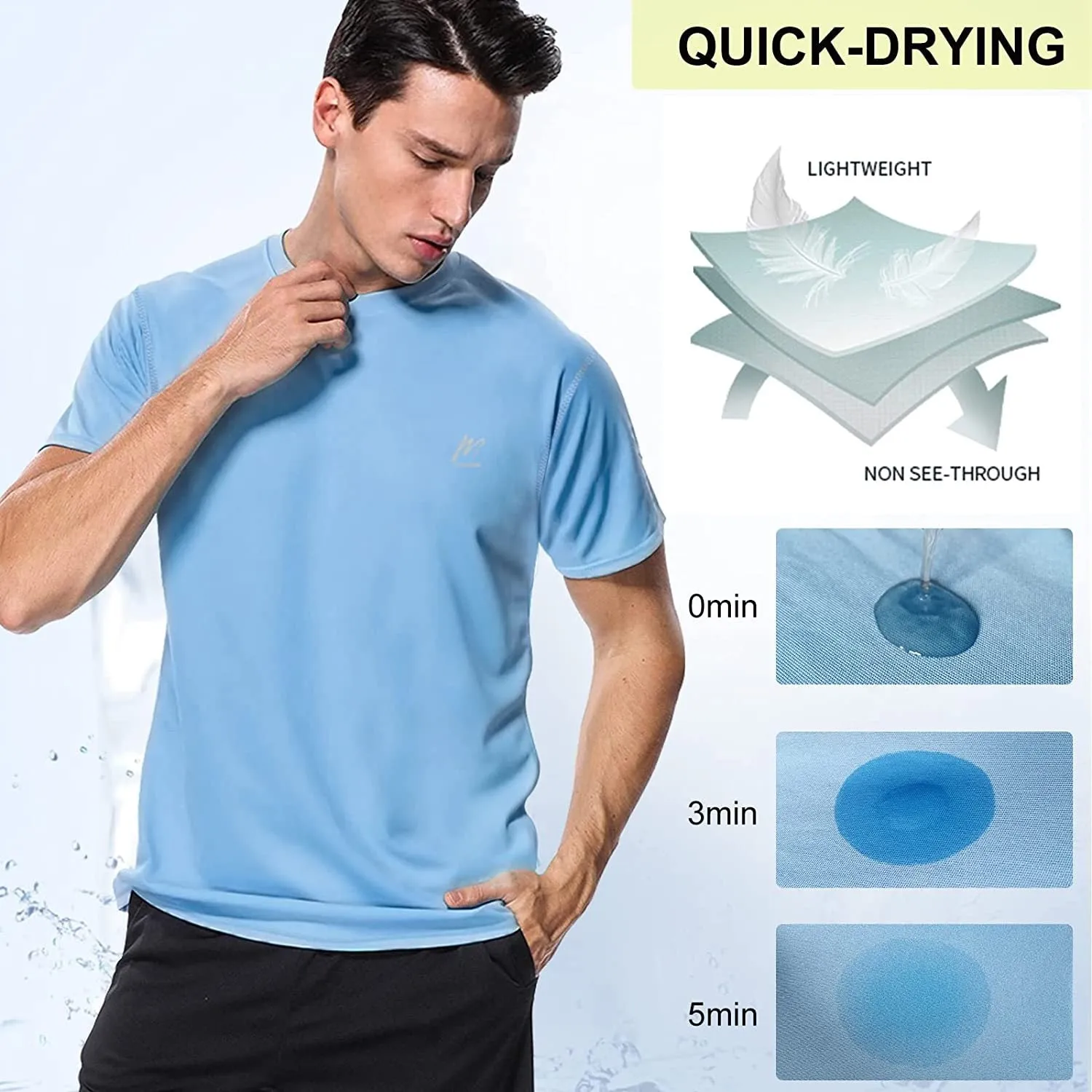 Men's Swim Shirts Rash Guard UPF 50  Sun Protection Shirt Quick Dry SPF Short Sleeve Workout Fishing Running T Shirts