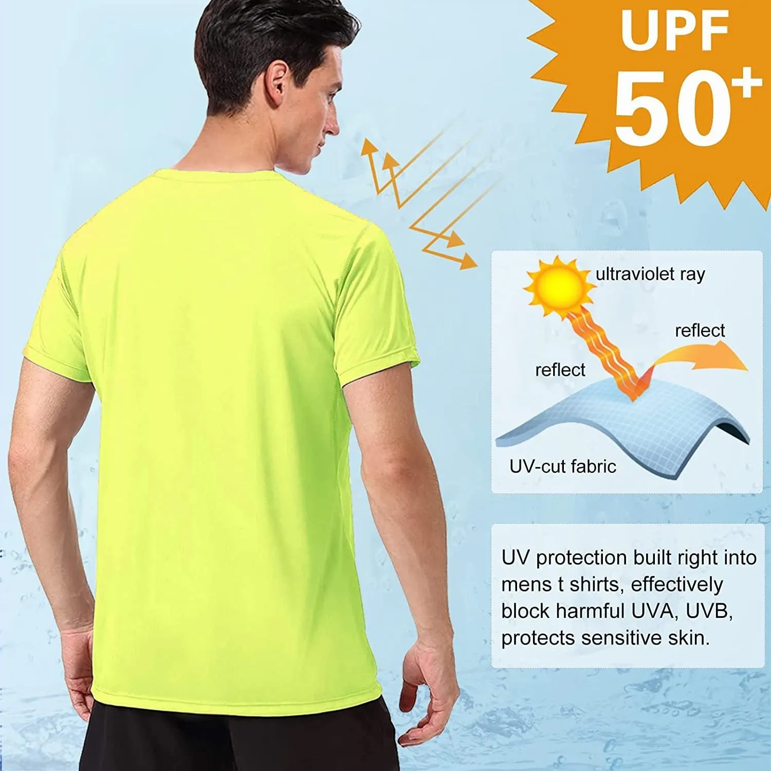 Men's Swim Shirts Rash Guard UPF 50  Sun Protection Shirt Quick Dry SPF Short Sleeve Workout Fishing Running T Shirts