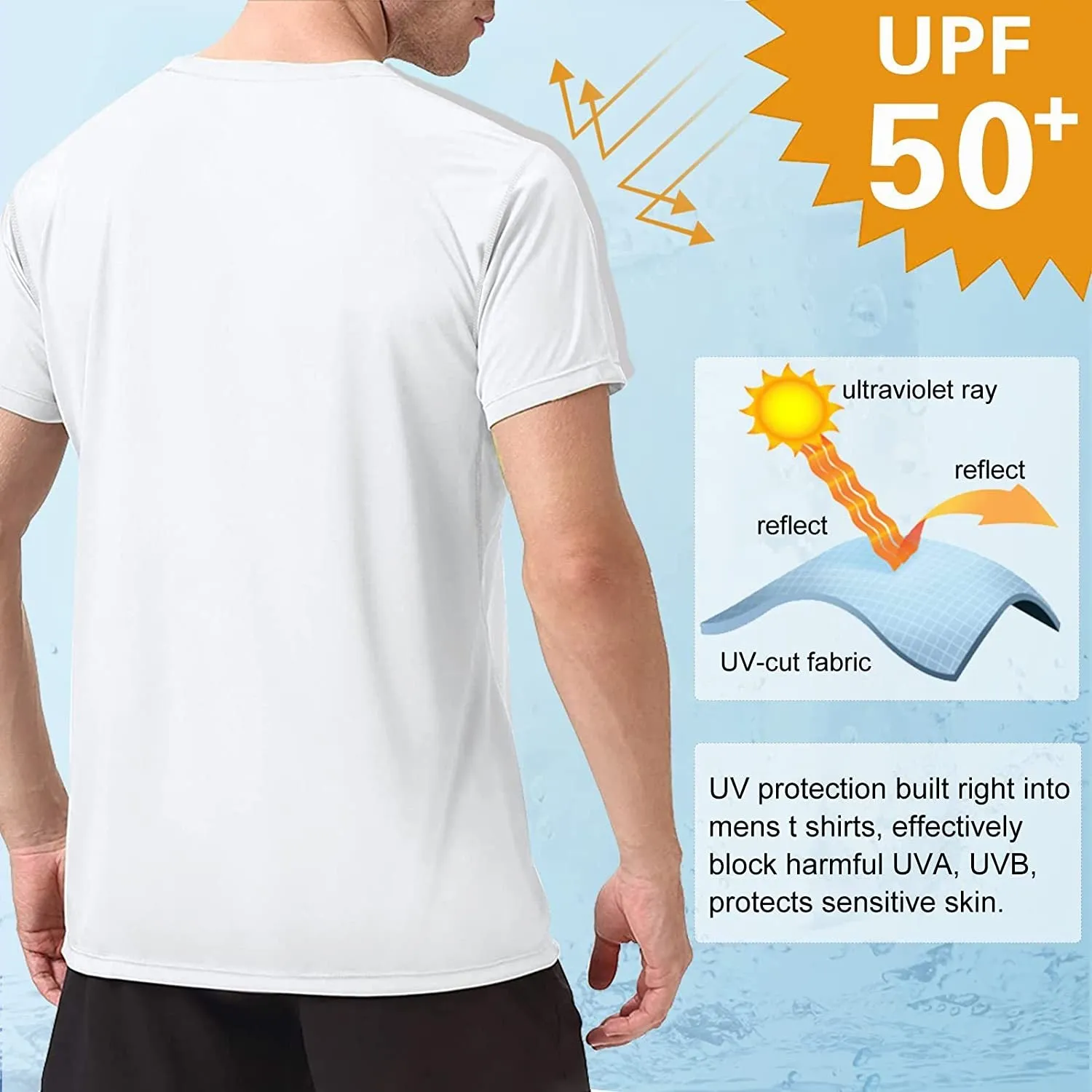 Men's Swim Shirts Rash Guard UPF 50  Sun Protection Shirt Quick Dry SPF Short Sleeve Workout Fishing Running T Shirts