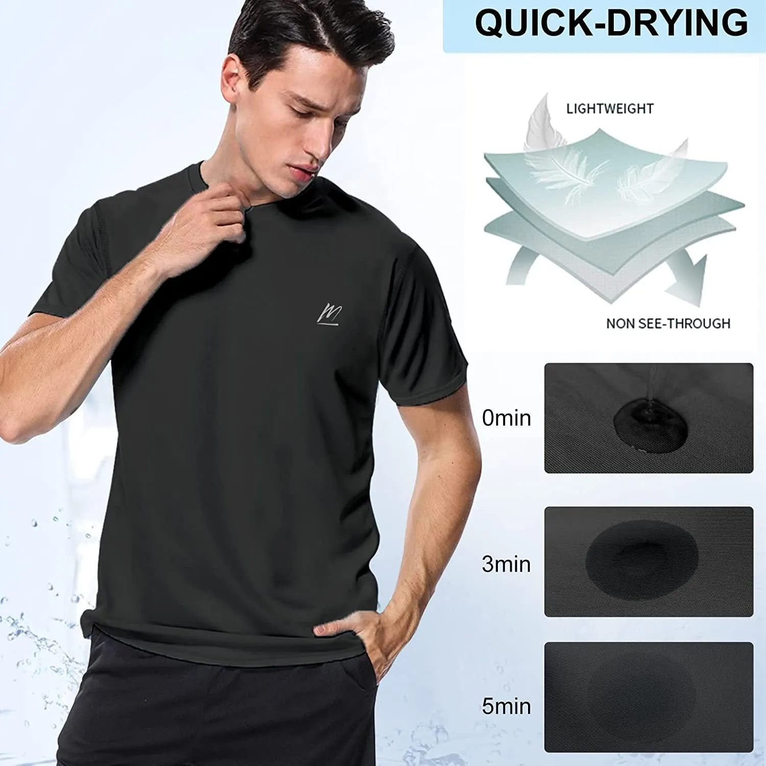 Men's Swim Shirts Rash Guard UPF 50  Sun Protection Shirt Quick Dry SPF Short Sleeve Workout Fishing Running T Shirts