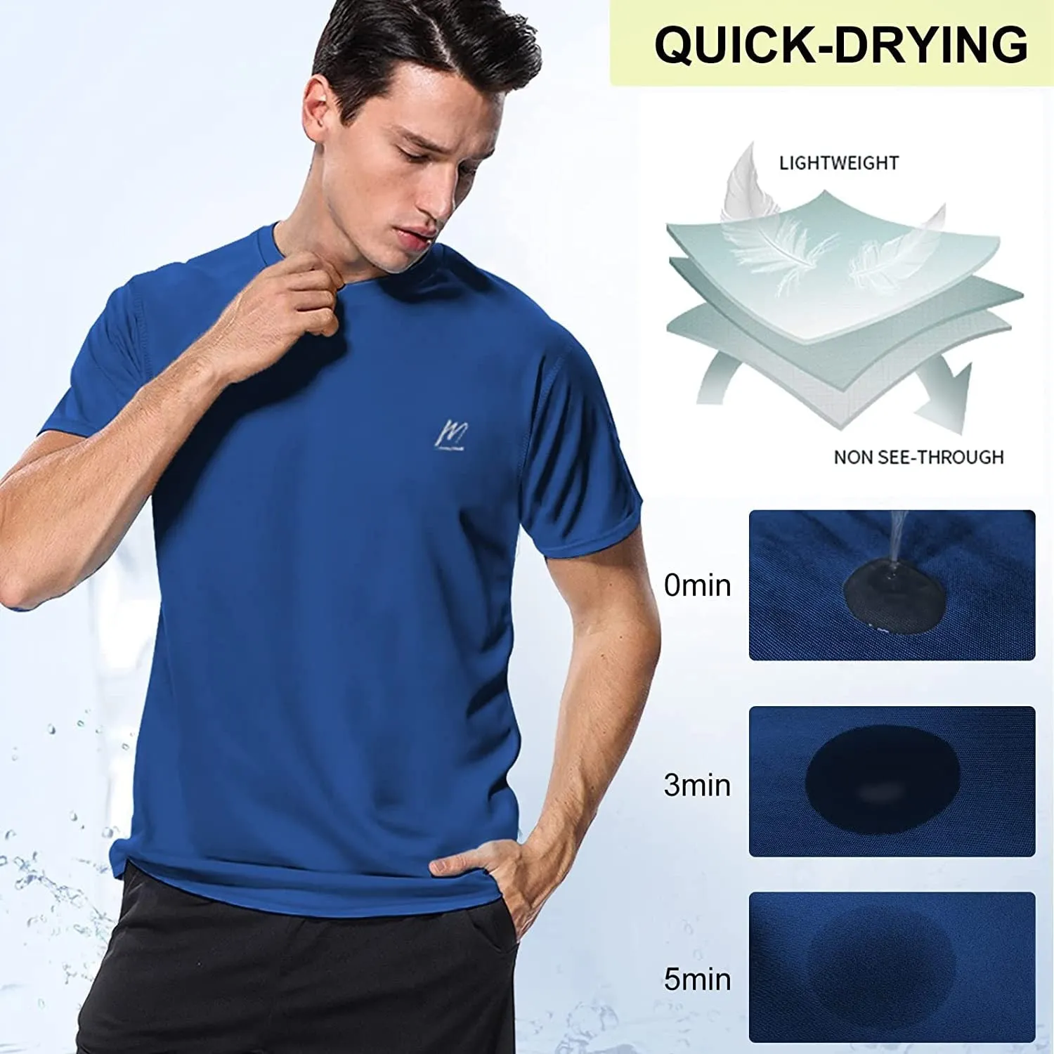 Men's Swim Shirts Rash Guard UPF 50  Sun Protection Shirt Quick Dry SPF Short Sleeve Workout Fishing Running T Shirts