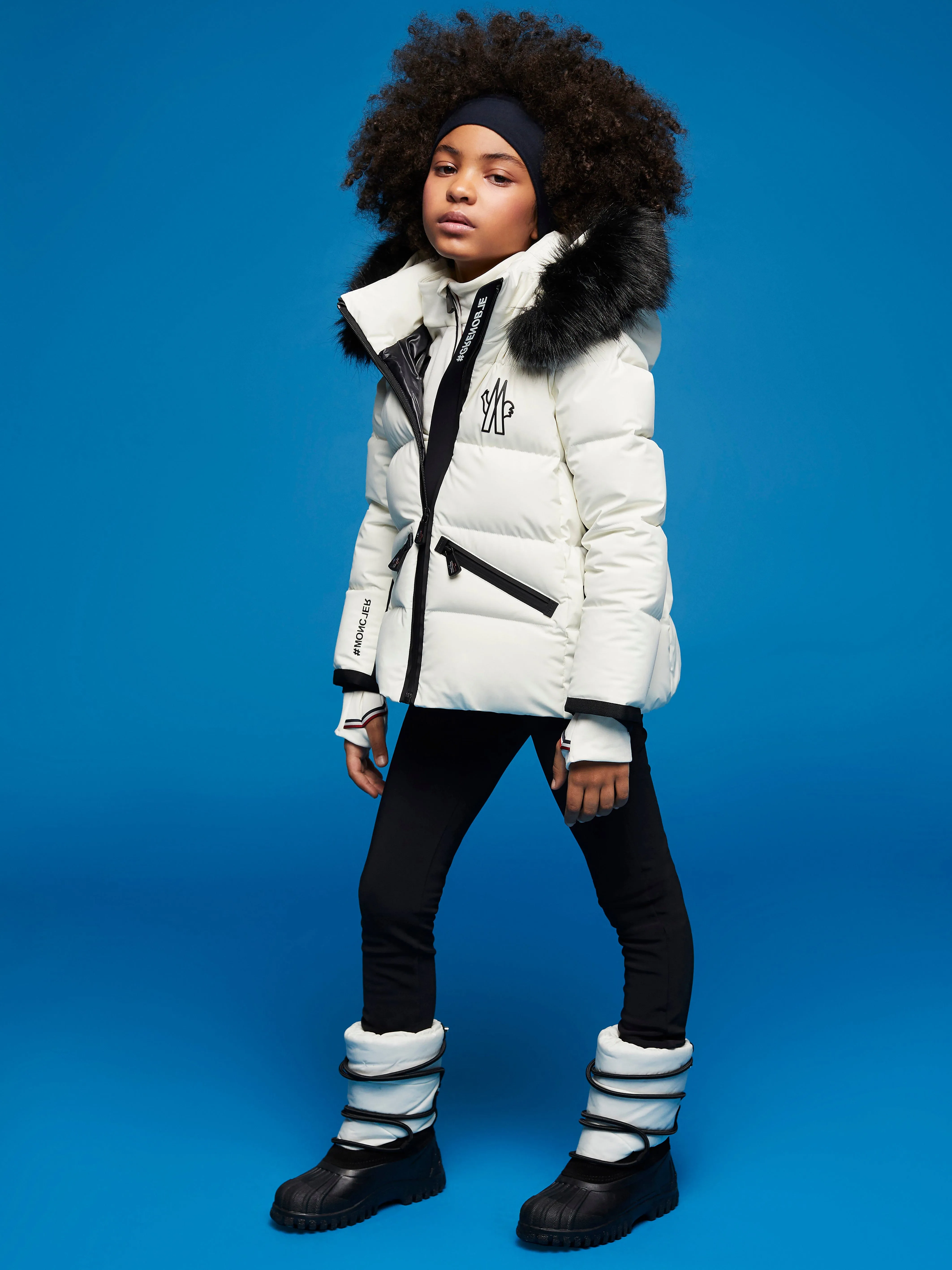 Moncler Enfant Moncler Grenoble Girls Down Padded Suisses Jacket in White