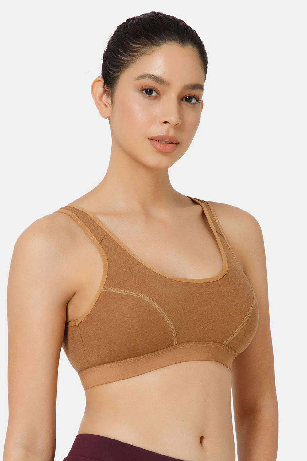 Naidu Hall Cotton Sports Bra - Erica | High Coverage, Cut & Sew Design, Effortless Comfort