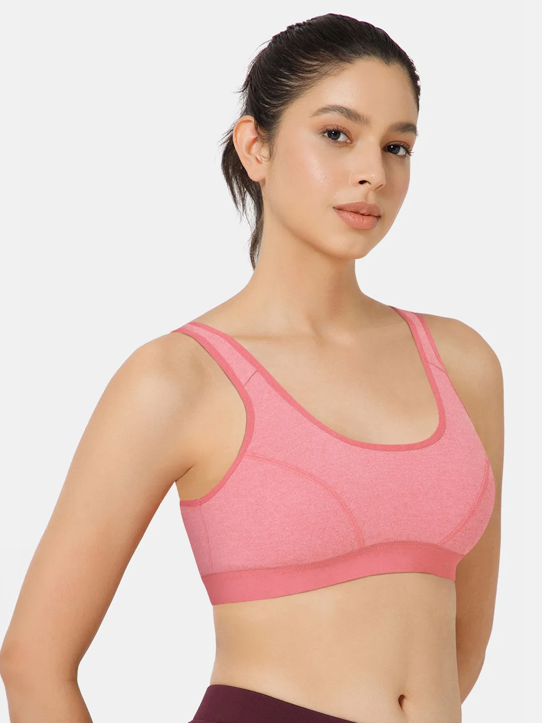 Naidu Hall Cotton Sports Bra - Erica | High Coverage, Cut & Sew Design, Effortless Comfort