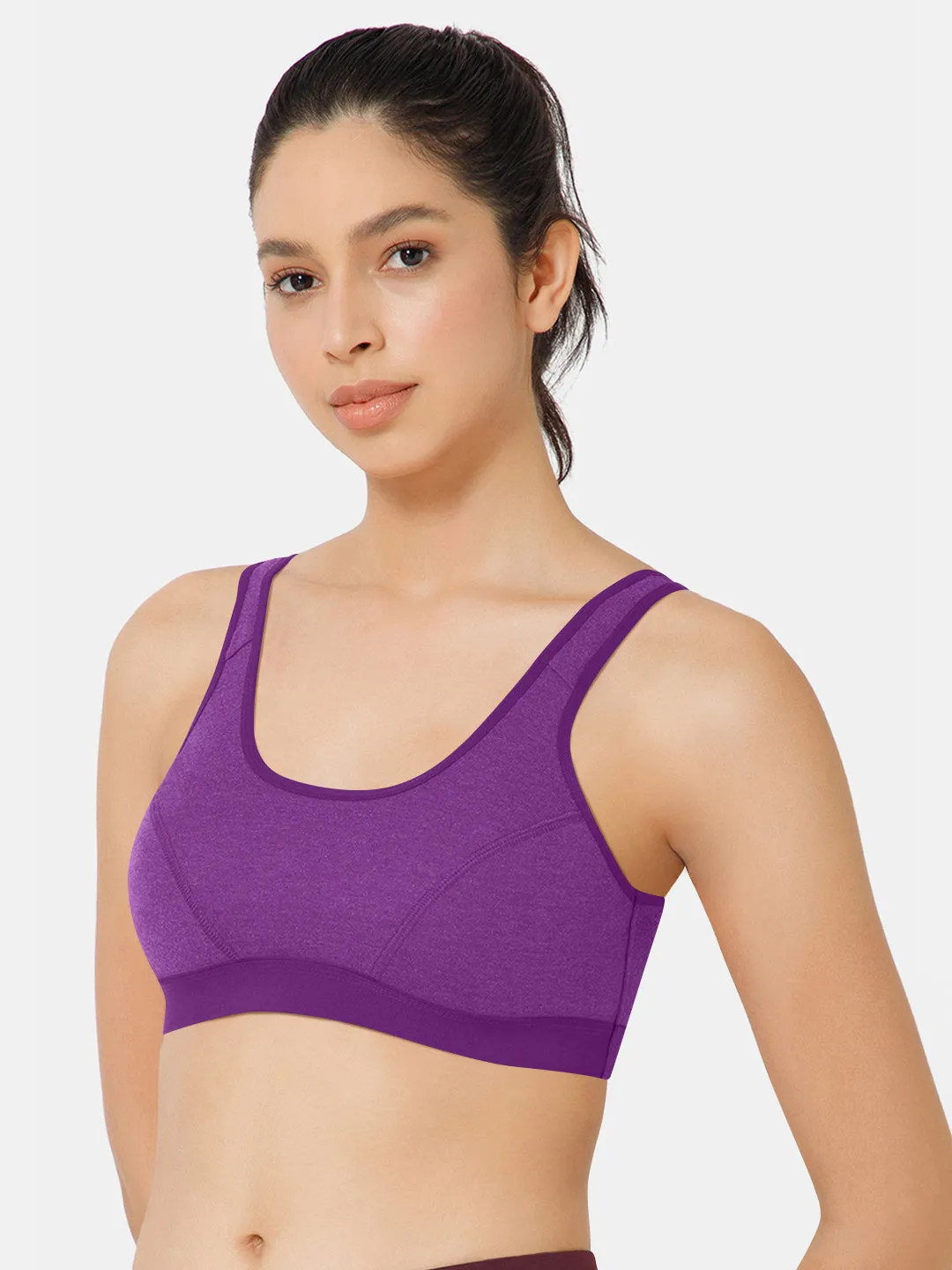 Naidu Hall Cotton Sports Bra - Erica | High Coverage, Cut & Sew Design, Effortless Comfort