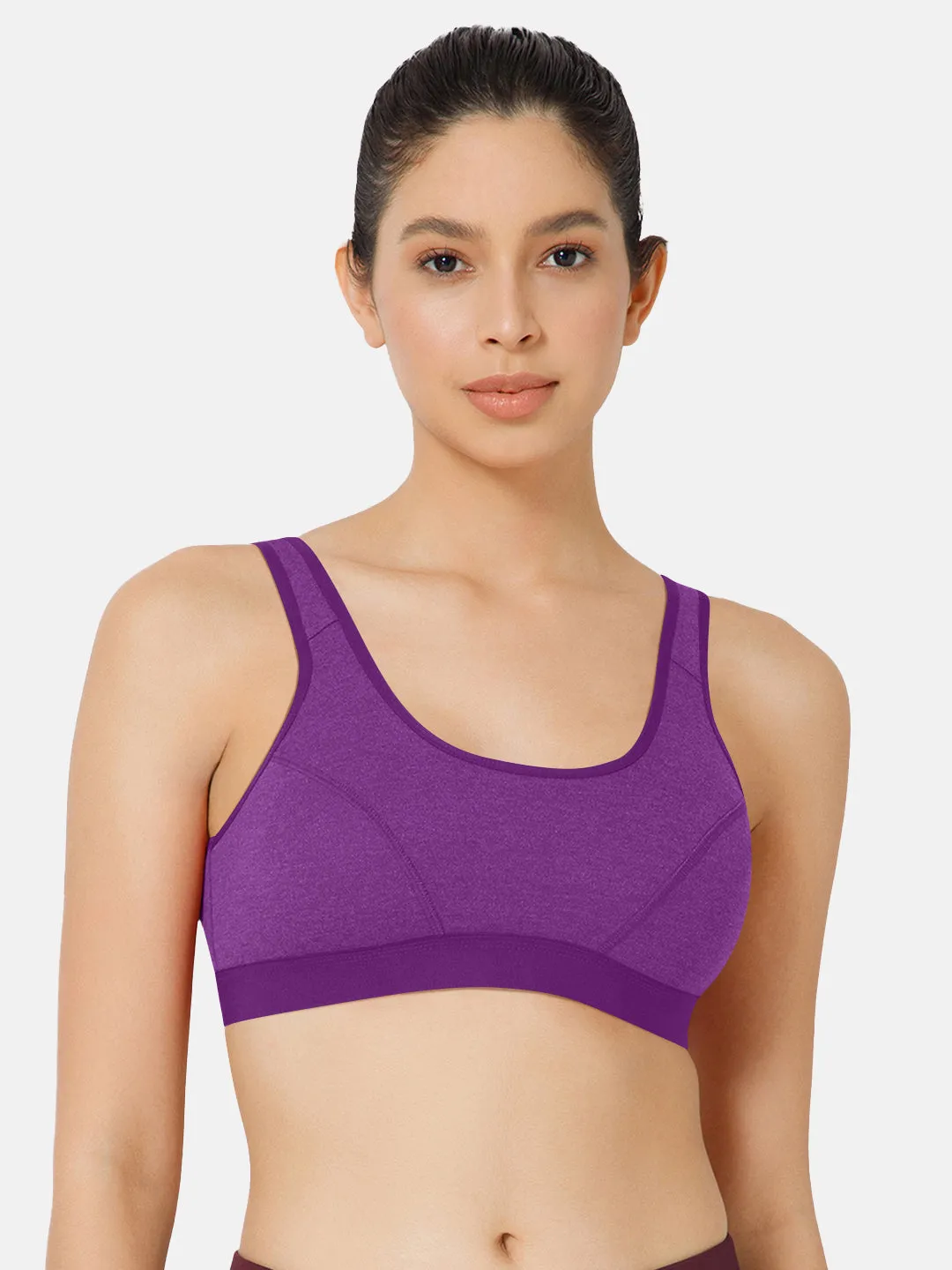 Naidu Hall Cotton Sports Bra - Erica | High Coverage, Cut & Sew Design, Effortless Comfort