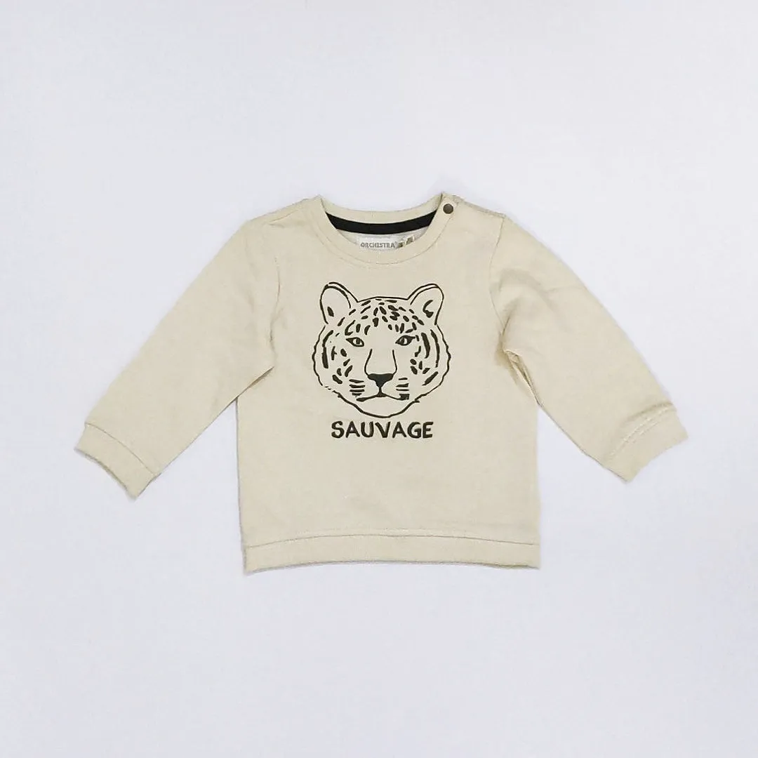 OR - Kids 'Off White' Lion Face Printed Fleece Sweatshirt OR222