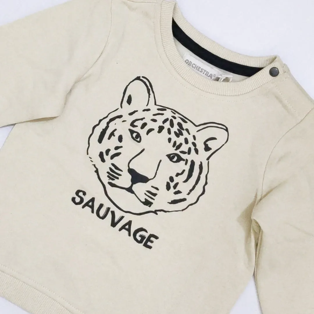 OR - Kids 'Off White' Lion Face Printed Fleece Sweatshirt OR222