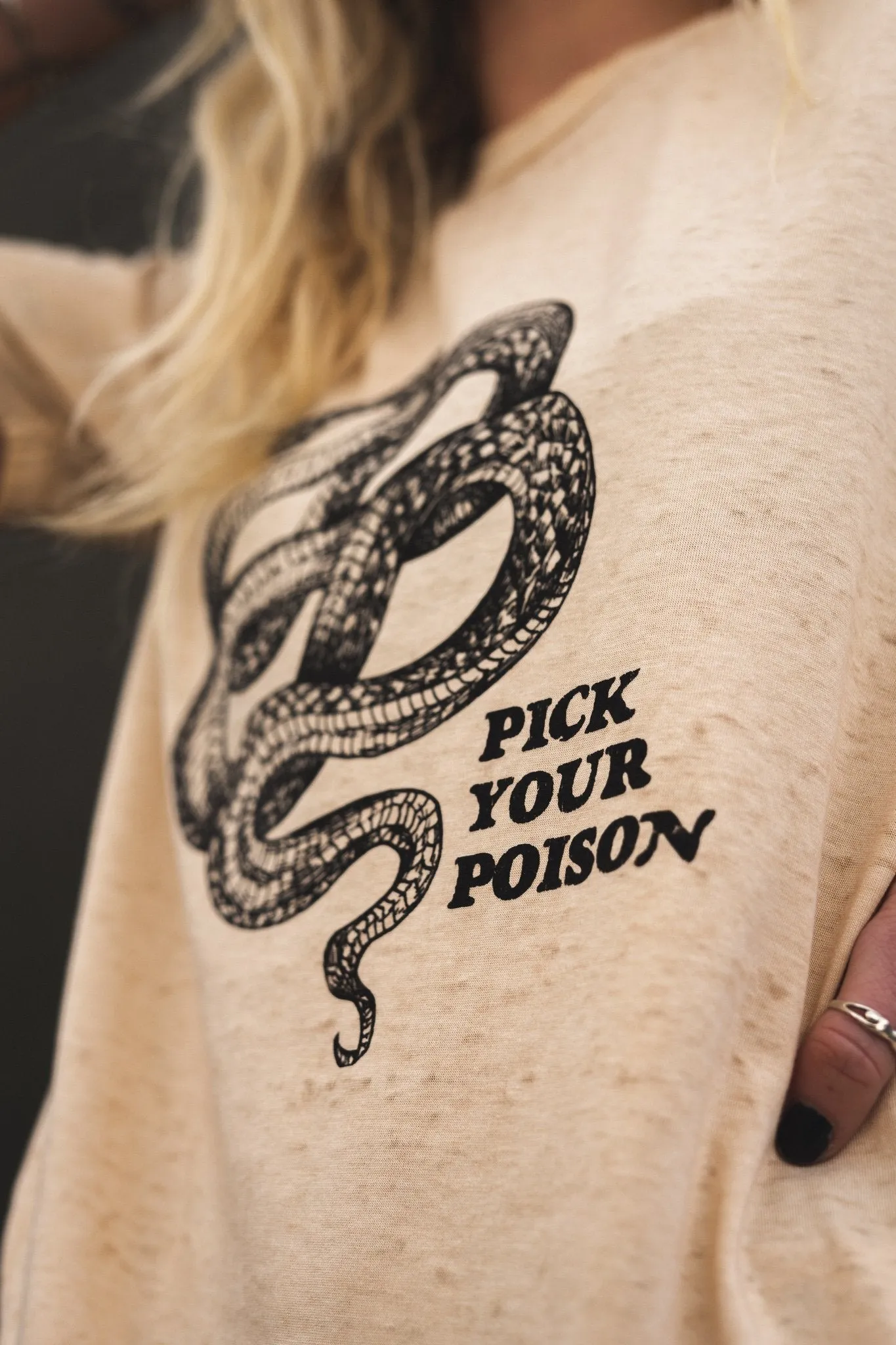 Pick Your Poison Vintage Tee - Champagne