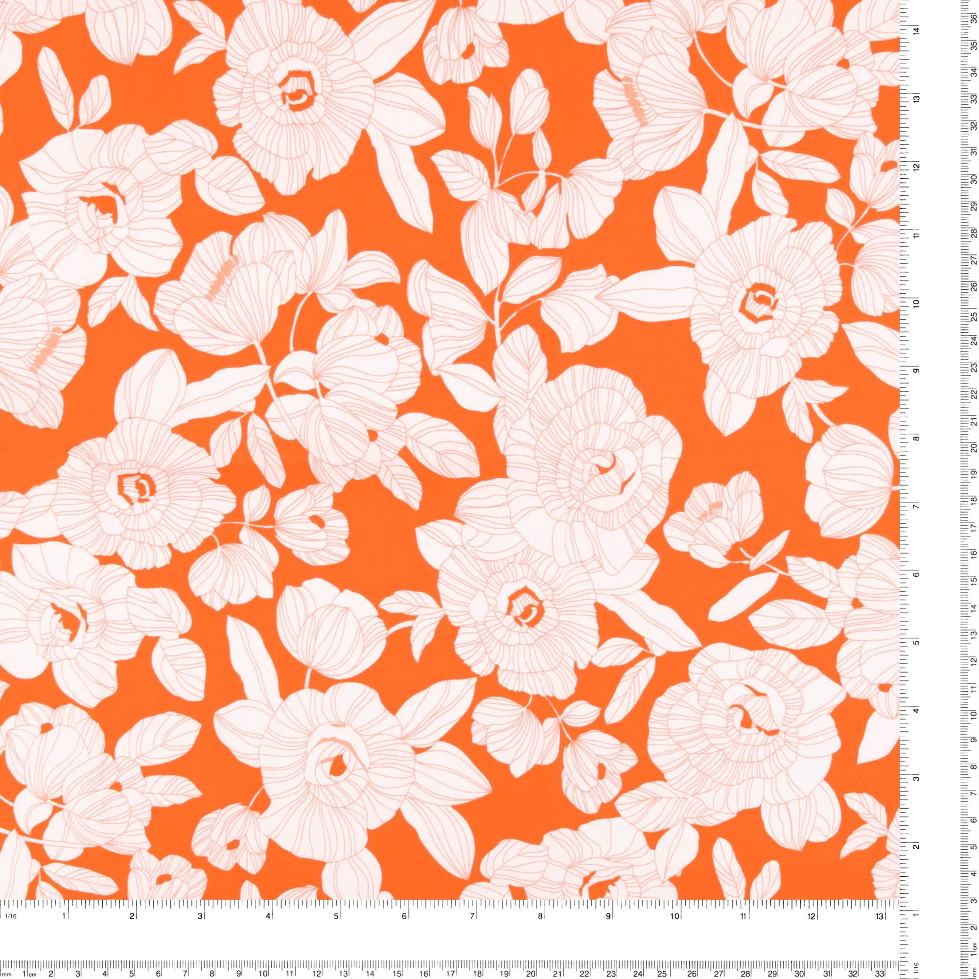 Printed Stretch Poplin - NORA - 009 - Orange