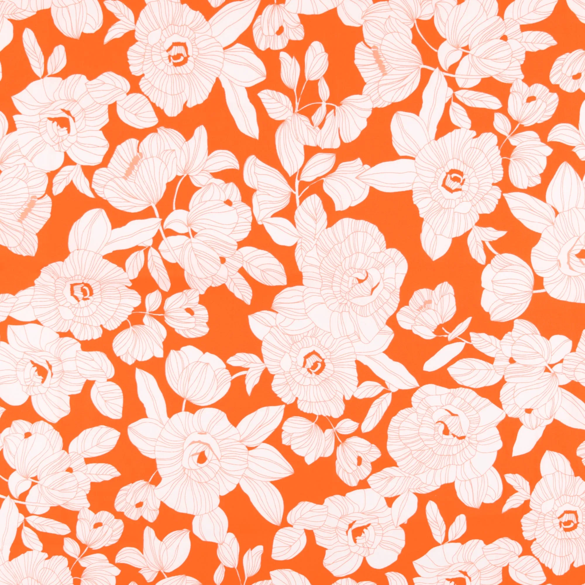 Printed Stretch Poplin - NORA - 009 - Orange