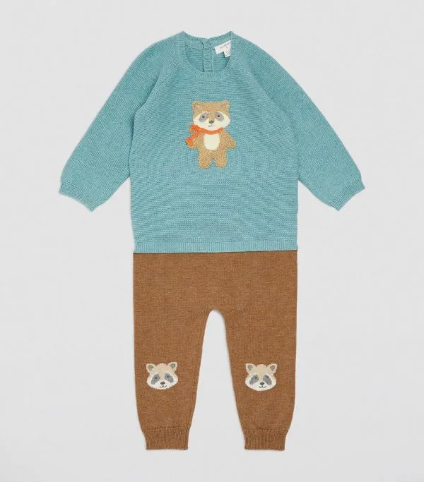 Purebaby Raccoon Knit Leggings - Acorn Melange