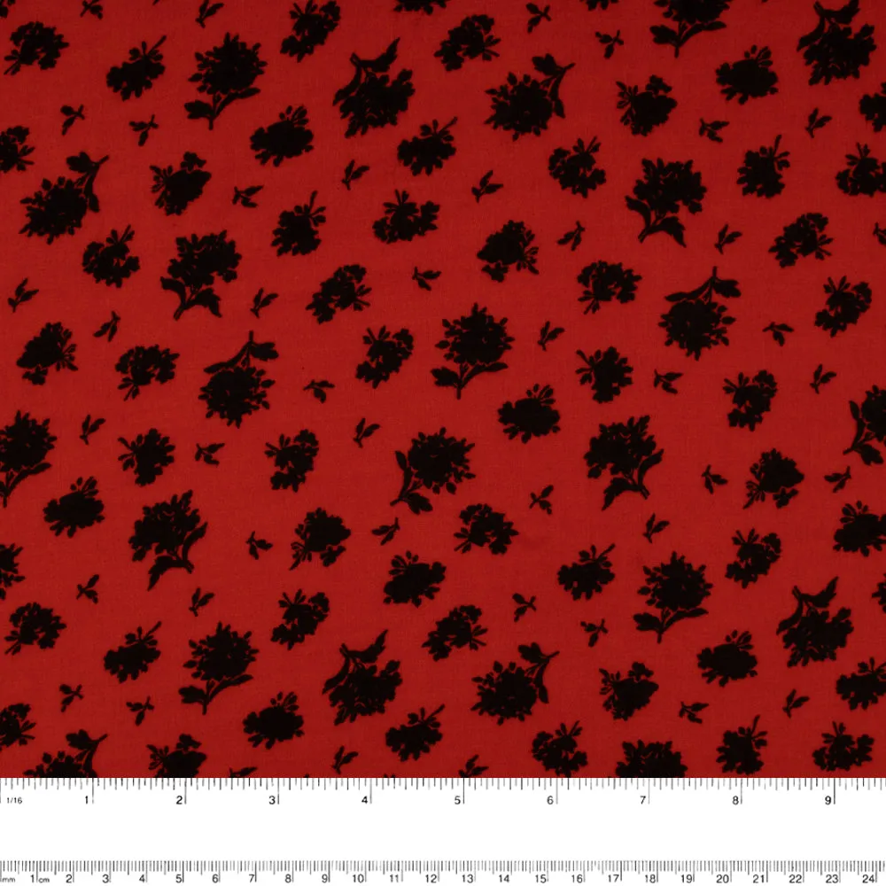 Rayon Voile Print - ELOINE - Dandelion - Red