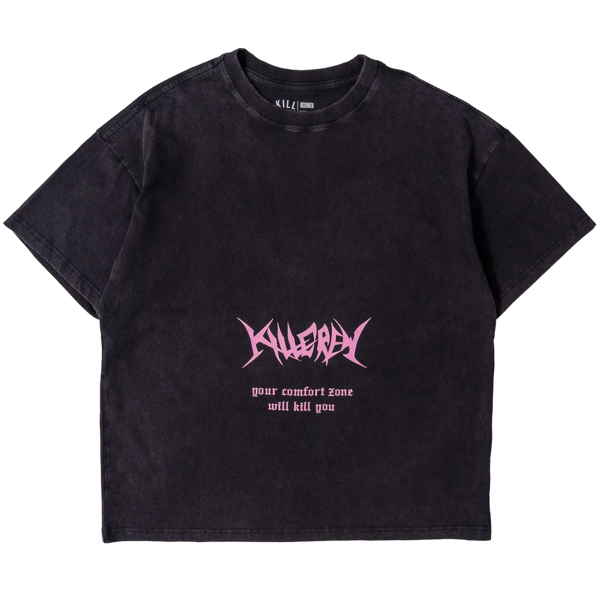 RELAXED FIT "COMFORT ZONE" T-SHIRT - BLACK / PINK