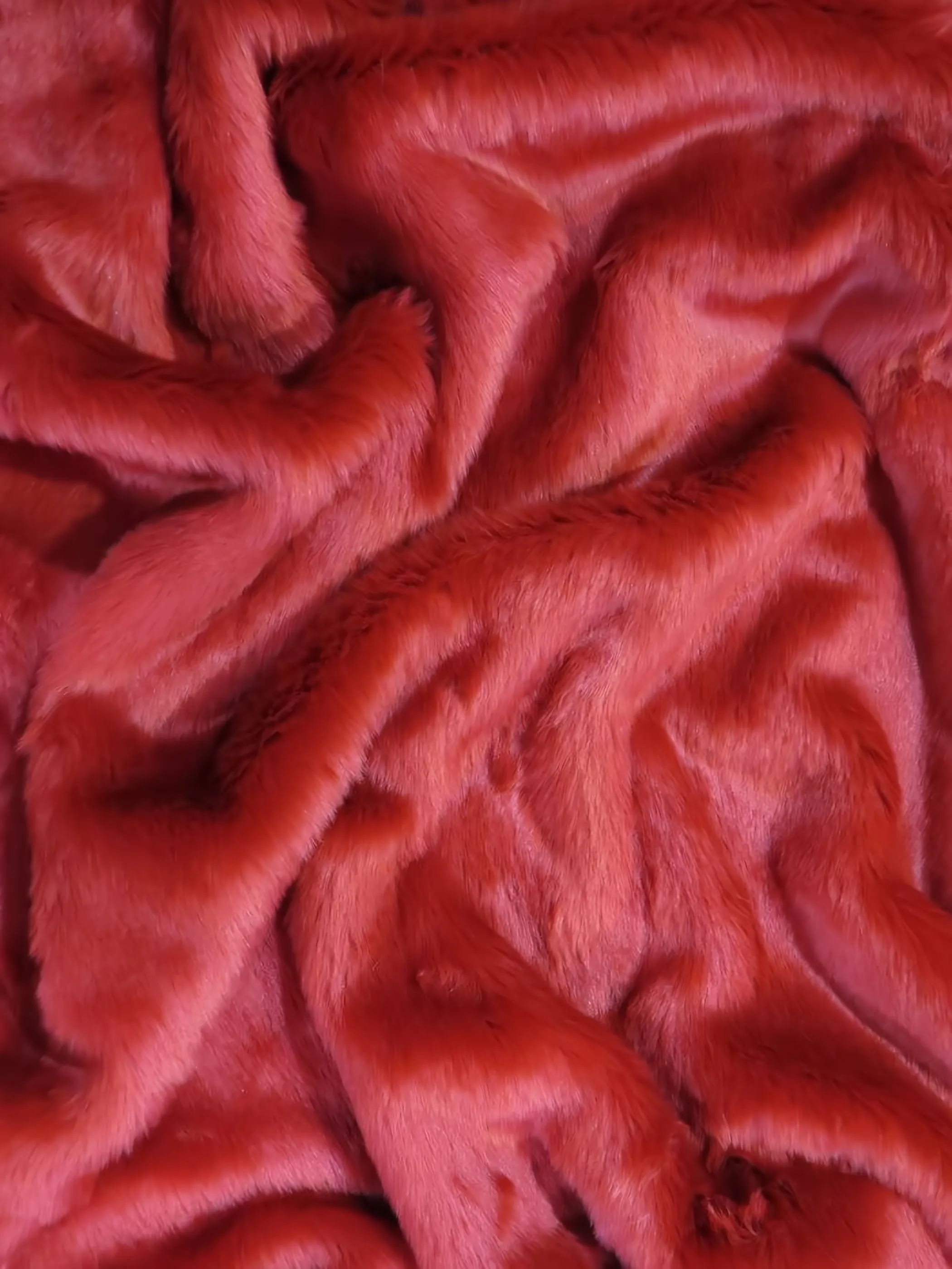 Short Shag Faux Fur Fabric / Scarlet Red / Sold By The Yard (Closeout)