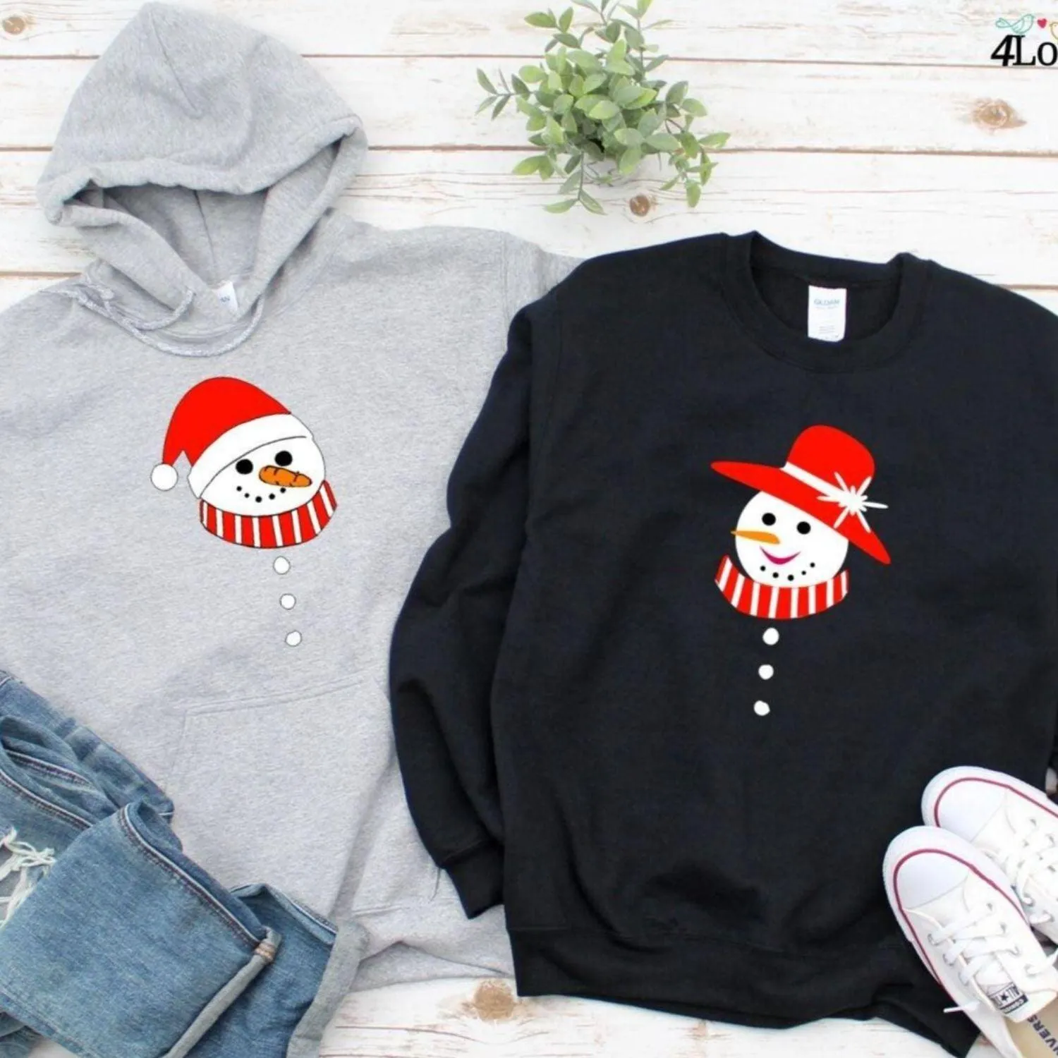 Snowman Couple Matching Set - His and Hers Christmas Outfit